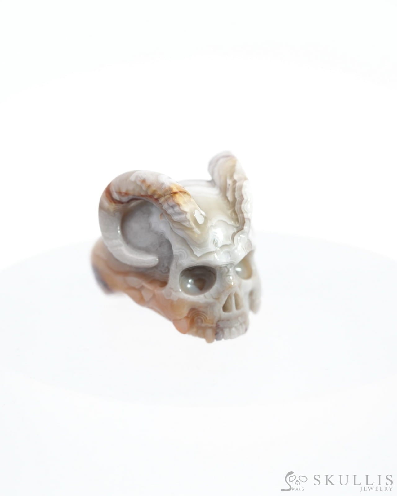 Gem Skull Ring Of Red Crazy Lace Agate Carved Us Size 7 - 0500022 Rings