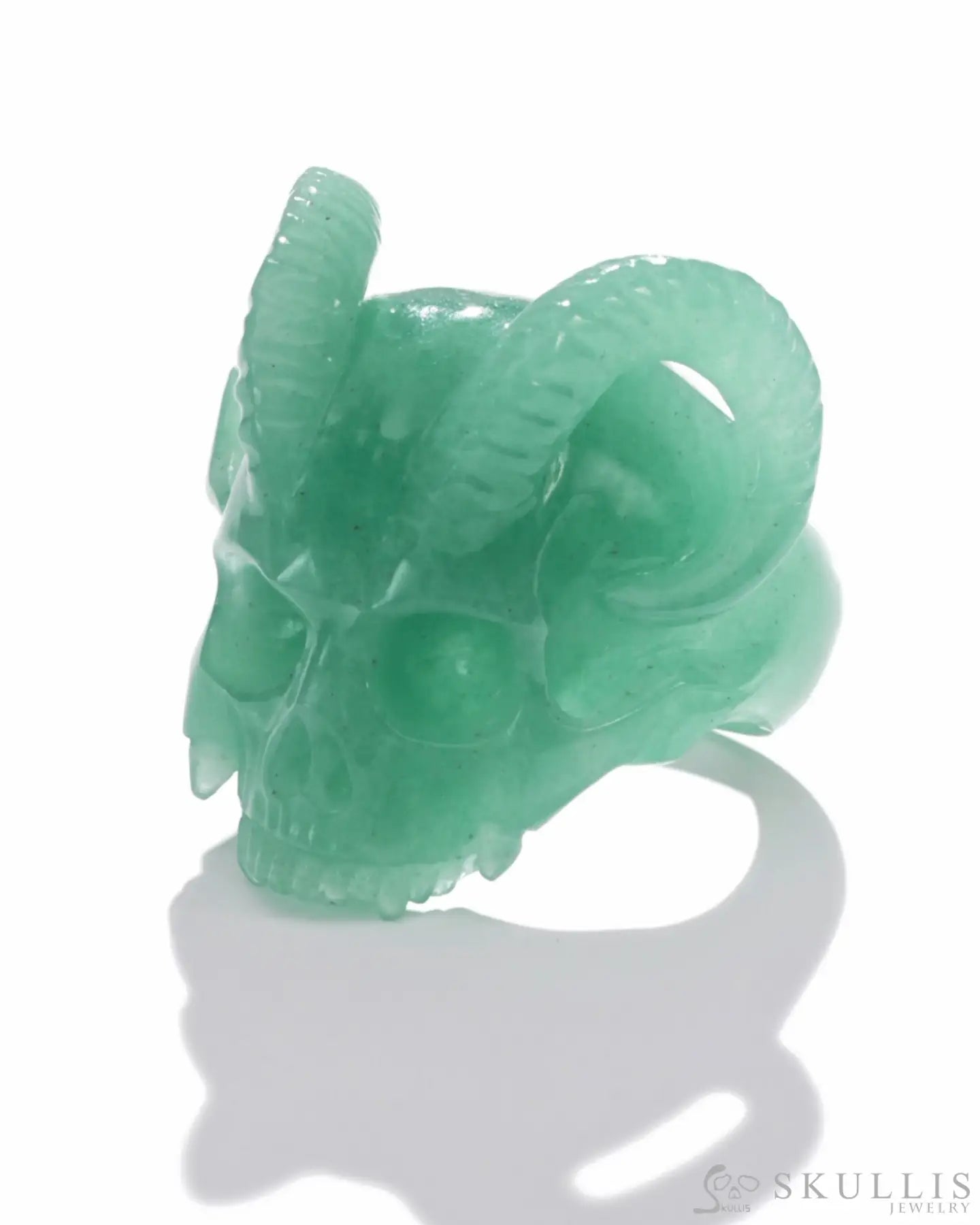 Gem Skull Ring Of Green Aventurine Carved Skull Skull Rings