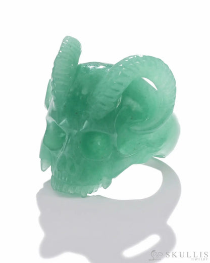Gem Skull Ring Of Green Aventurine Carved Skull Skull Rings