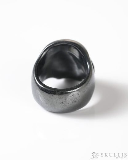 Gem Skull Ring of Hematite Carved Totally US Size 9 - 9800279 Skull Rings