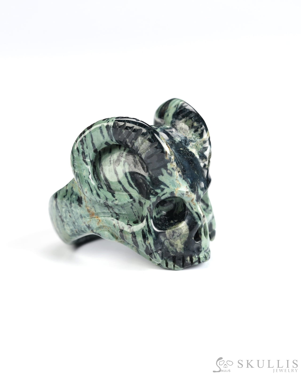 Gem Skull Ring of Kambaba Jasper Carved Beast Skull US size 8 - 9800242 Skull Rings