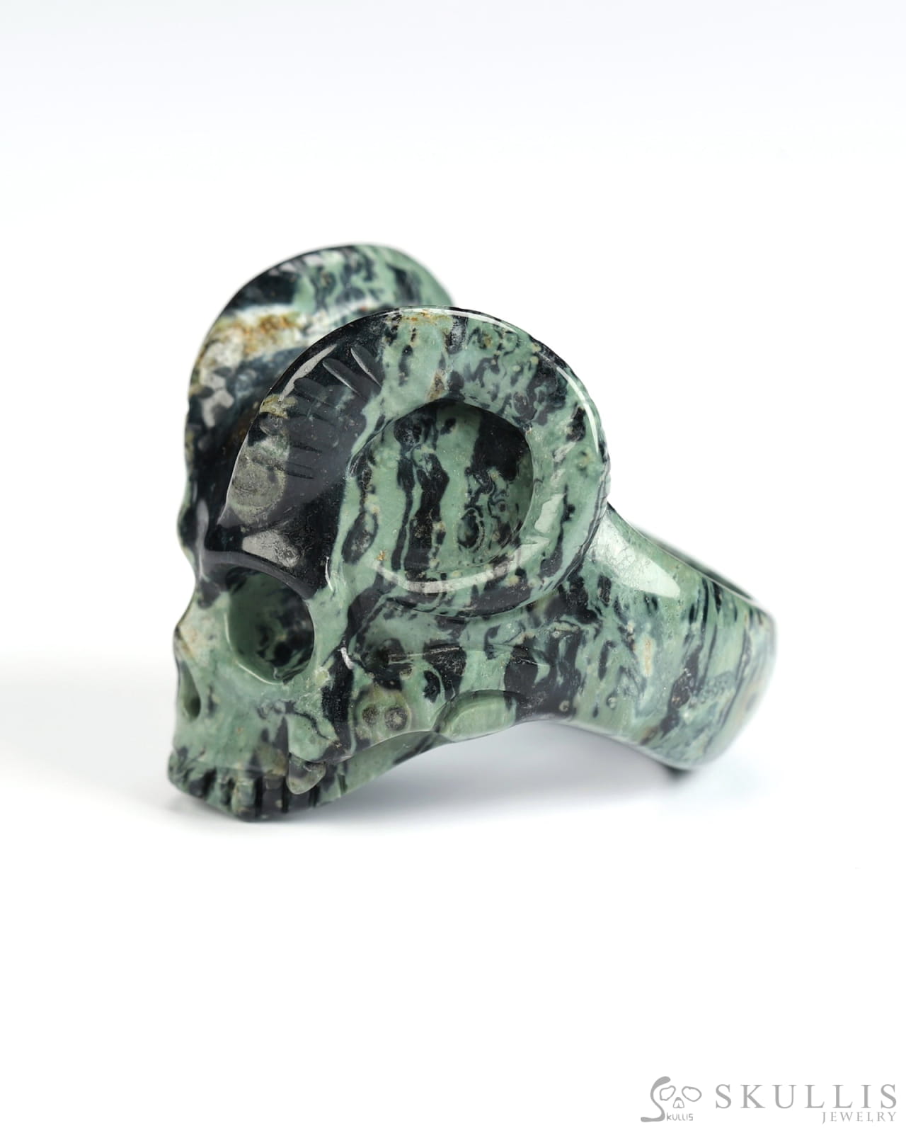 Gem Skull Ring of Kambaba Jasper Carved Beast Skull US size 8 - 9800242 Skull Rings