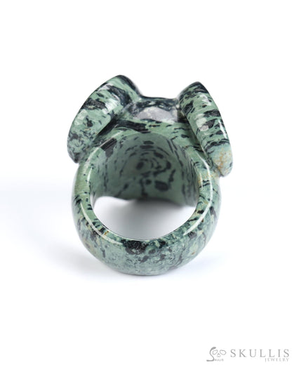 Gem Skull Ring of Kambaba Jasper Carved Beast Skull US size 8 - 9800242 Skull Rings