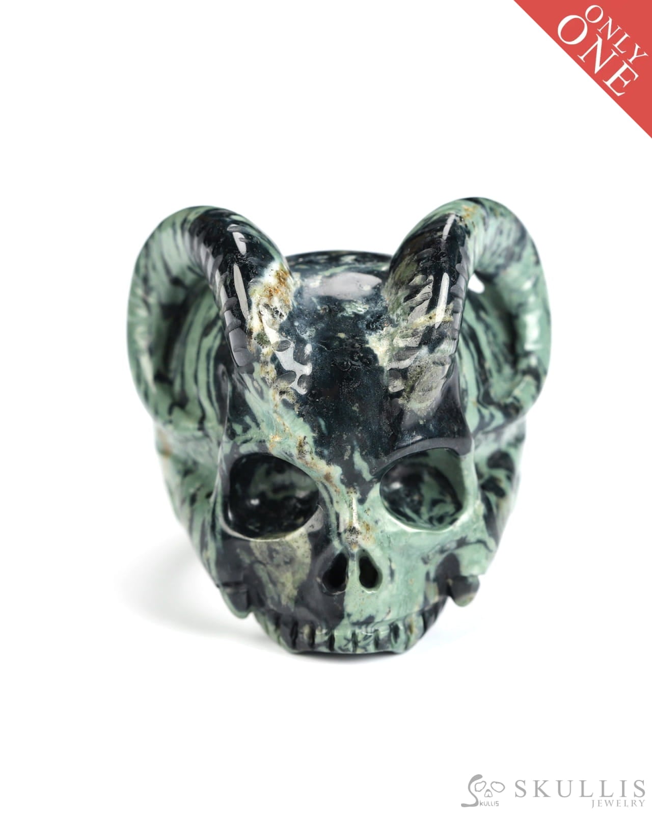 Gem Skull Ring of Kambaba Jasper Carved Beast Skull US size 8 - 9800242 Skull Rings