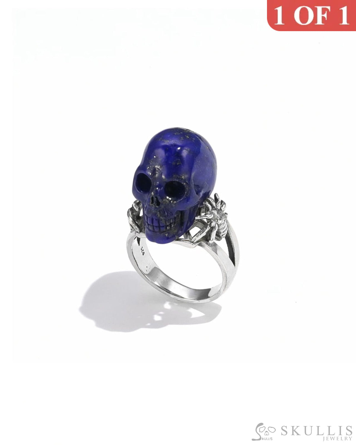 Gem Skull Ring Of Lapis Lazuli Carved Skull In 925 Sterling Silver - 9800068 Skull Rings