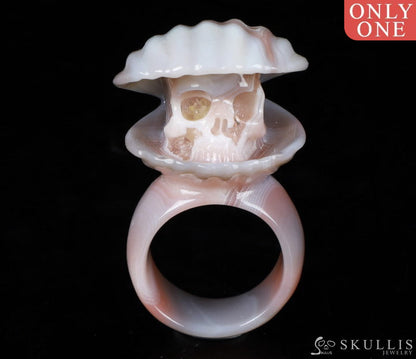 Gem Skull Ring Mozambique Carved Totally Us Size 8.5 Skull Rings