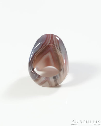 Gem Skull Ring of Mozambique Agate Carved Totally US Size 10 0800062 Skull Rings