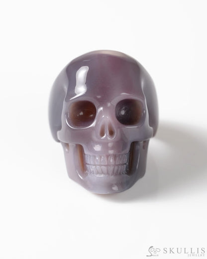 Gem Skull Ring of Mozambique Agate Carved Totally US Size 10 - 9800269 Skull Rings