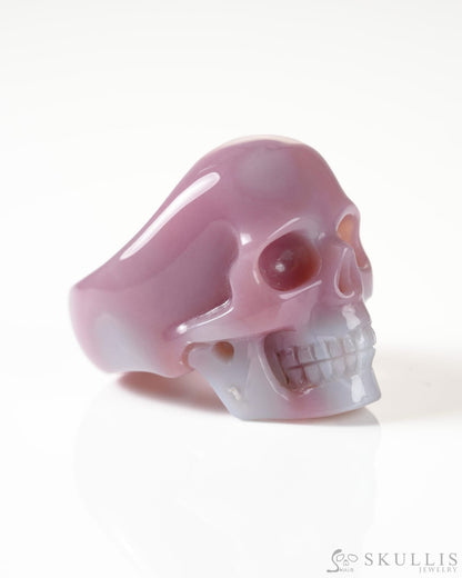 Gem Skull Ring of Mozambique Agate Carved Totally US Size 12 - 9800267 Skull Rings