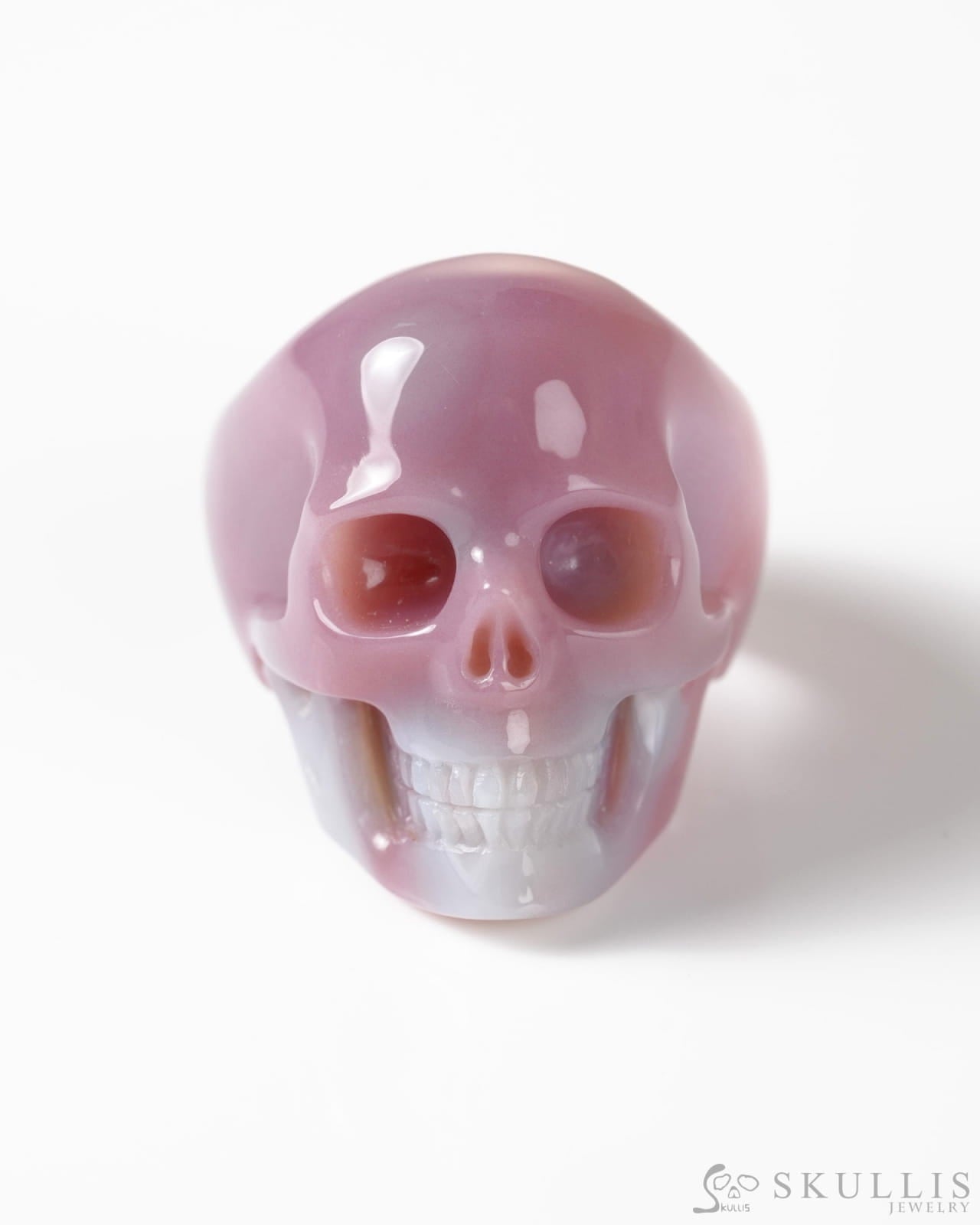 Gem Skull Ring of Mozambique Agate Carved Totally US Size 12 - 9800267 Skull Rings