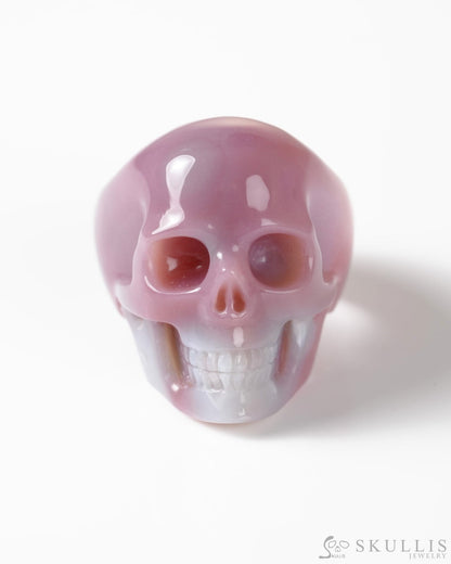 Gem Skull Ring of Mozambique Agate Carved Totally US Size 12 - 9800267 Skull Rings