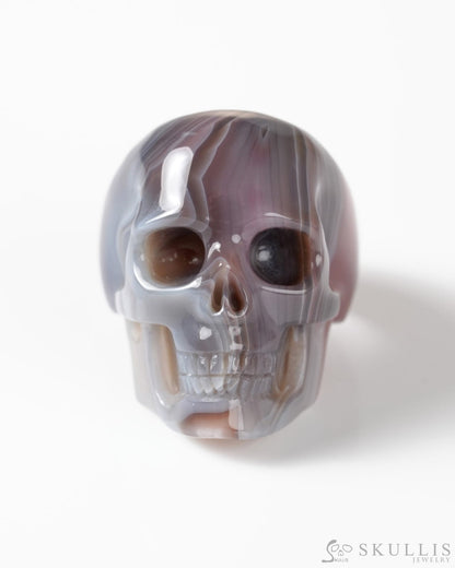 Gem Skull Ring of Mozambique Agate Carved Totally US Size 9 - 9800268 Skull Rings