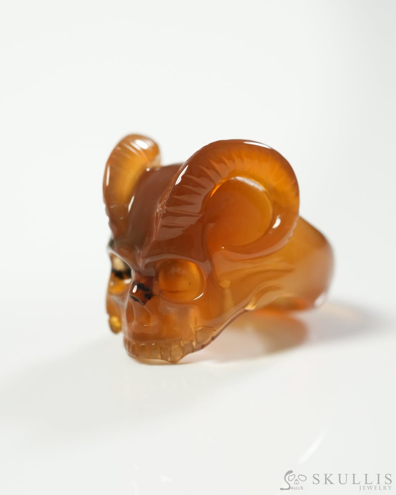 Gem Skull Ring of Red Crazy Lace Agate Carved Beast Skull US size 9 9800272 Skull Rings