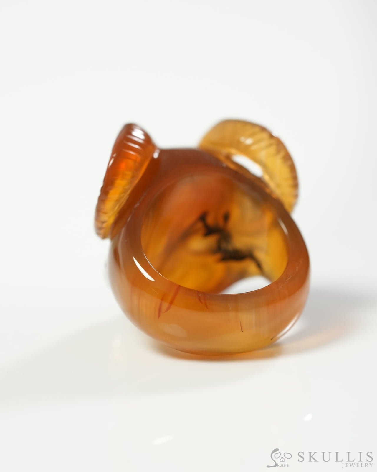 Gem Skull Ring of Red Crazy Lace Agate Carved Beast Skull US size 9 9800272 Skull Rings