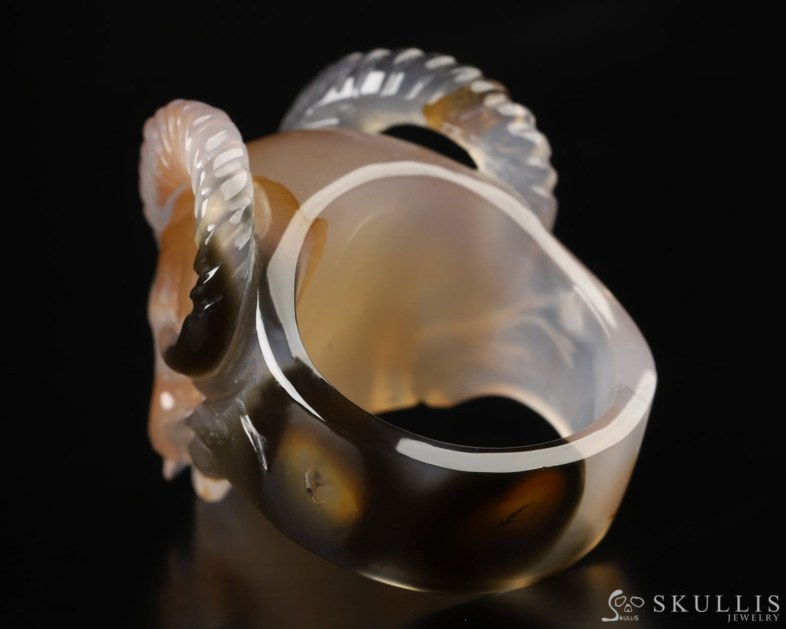 Whole Gem Skull Ring Of Premium Brazilian Agate Carved Skull Totally Us Size 8