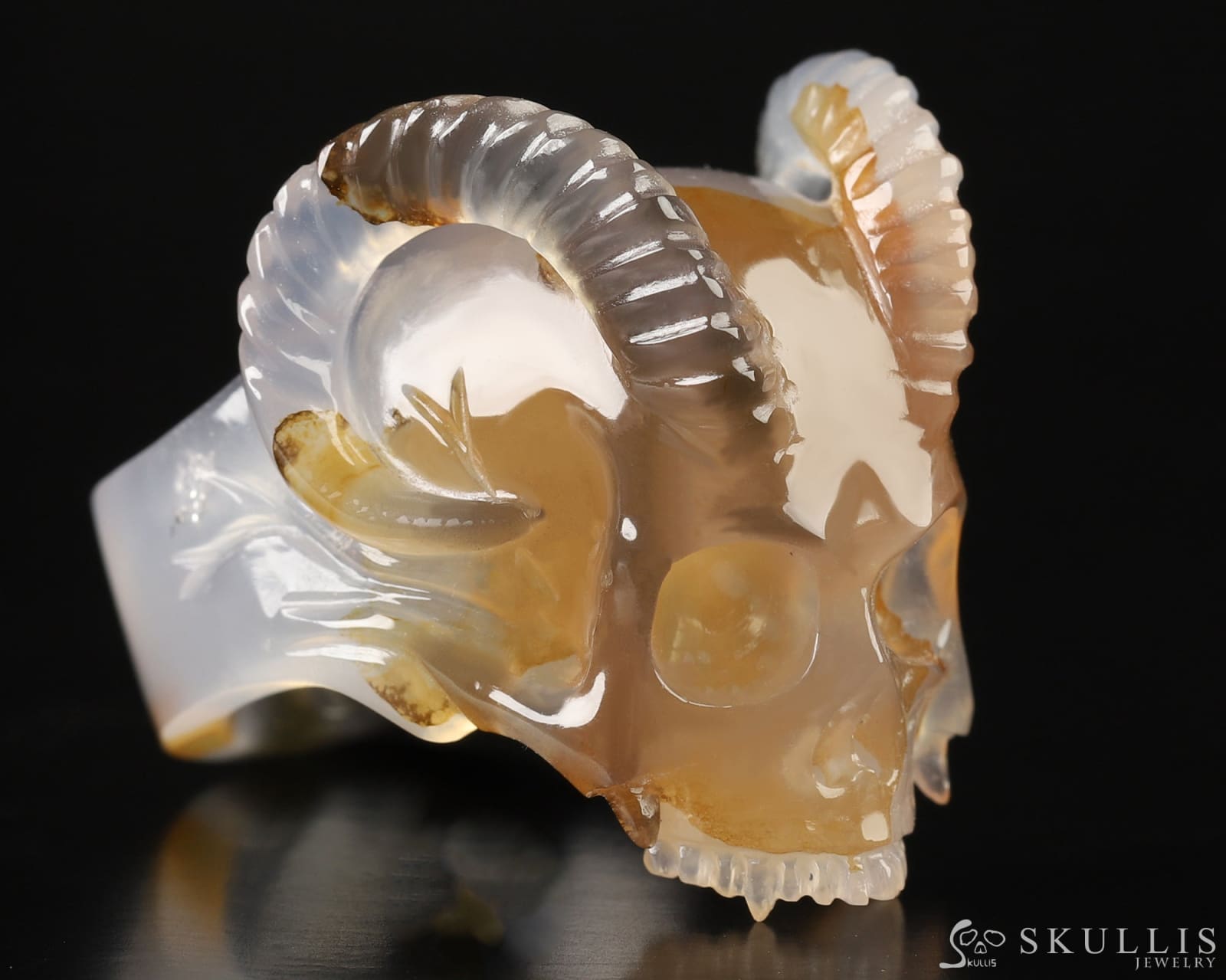 Whole Gem Skull Ring Of Premium Brazilian Agate Carved Skull Totally Us Size 8