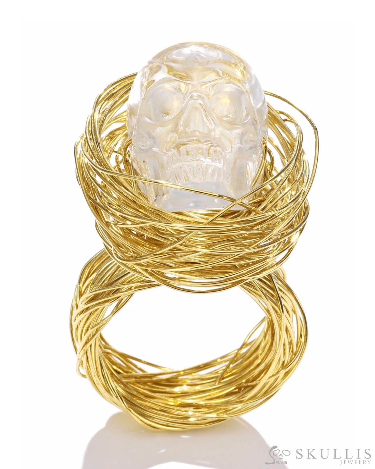 Gem Skull Ring Of Quartz Rock Crystal Carved Skull Skull Rings