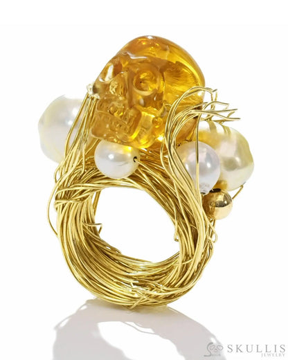 Gem Skull Ring Of Quartz Rock Crystal Carved Skull Skull Rings