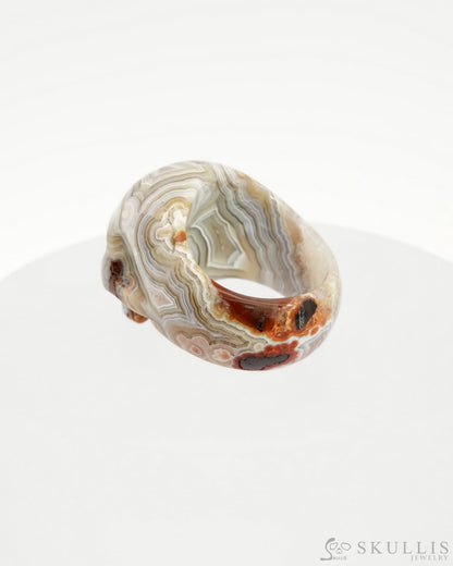 Gem Skull Ring Of Red Crazy Lace Agate Carved Us Size 11 - 9500125 Rings