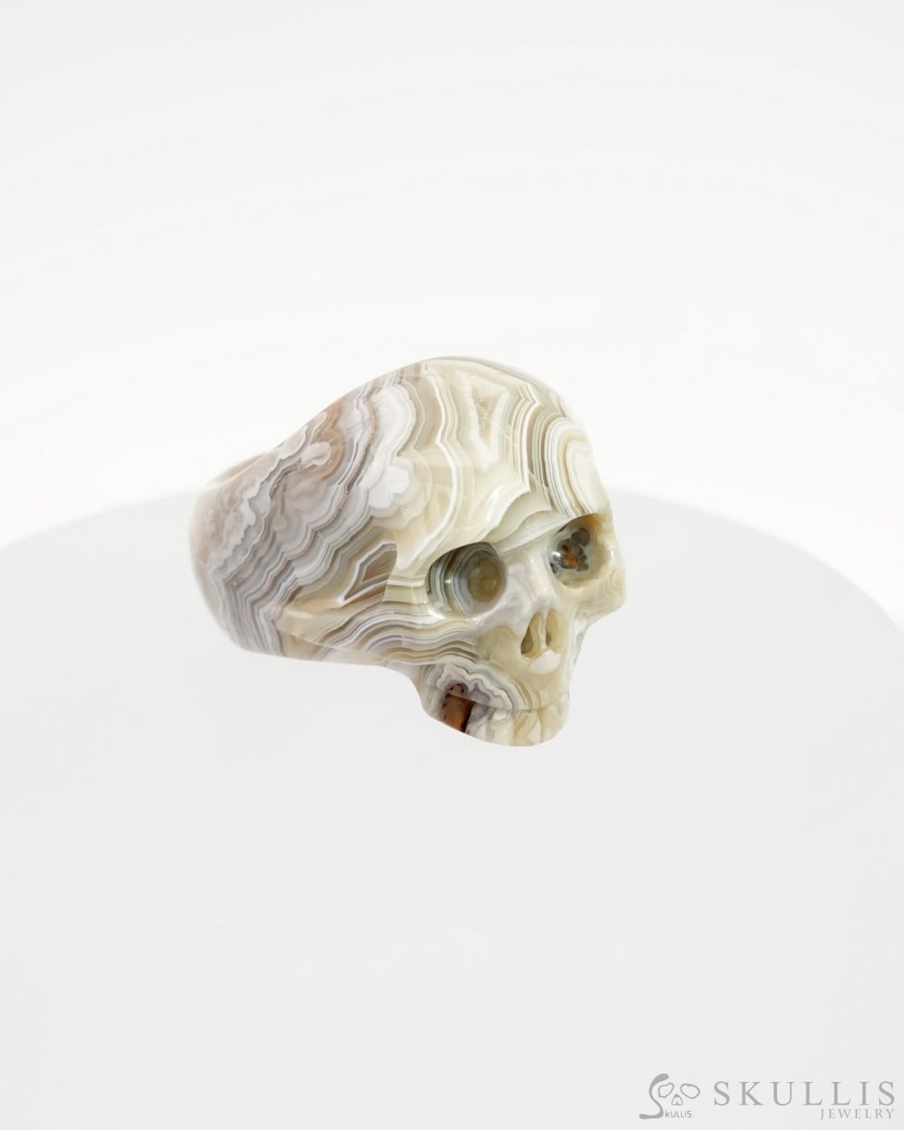 Gem Skull Ring Of Red Crazy Lace Agate Carved Us Size 11 - 9500125 Rings