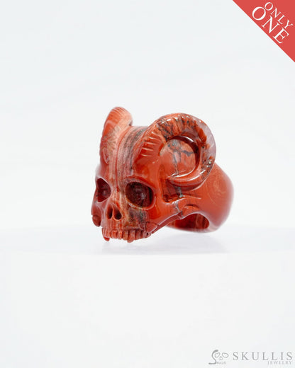 Gem Skull Ring Of Red Jasper Carved Totally Us Size 10 - 9500127 Rings