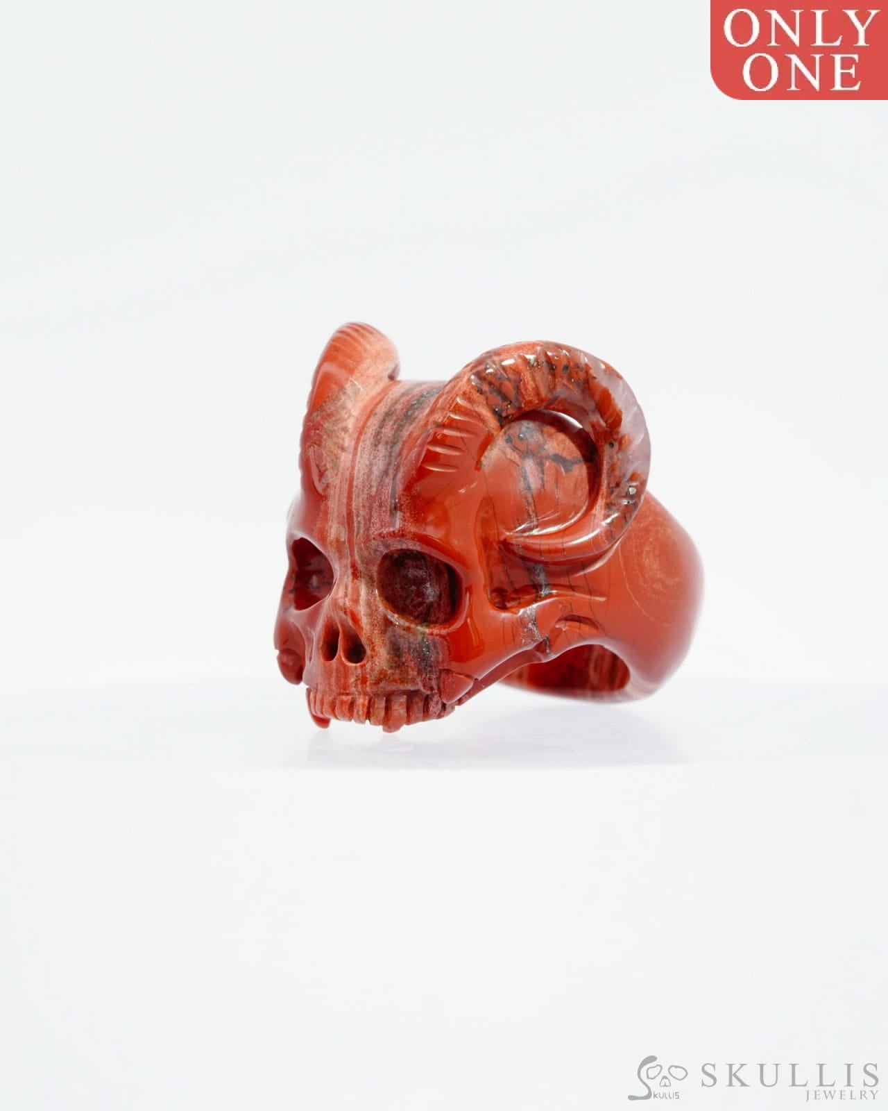 Gem Skull Ring Of Red Jasper Carved Totally Us Size 10 - 9500127 Rings