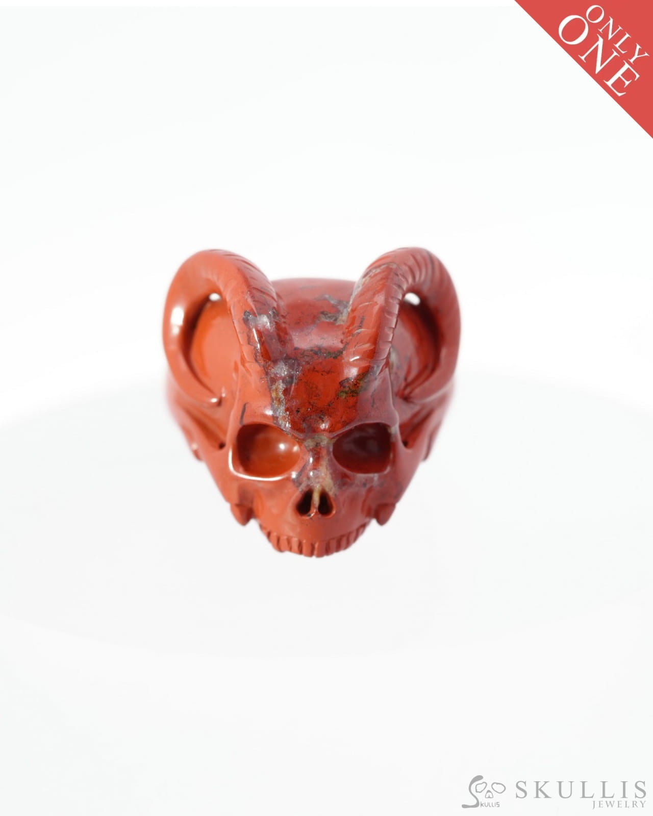 Gem Skull Ring Of Red Jasper Carved Totally Us Size 12 - 0500021 Rings