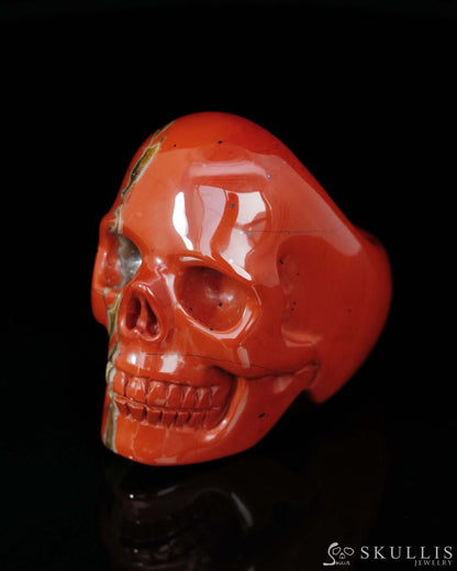 Gem Skull Ring of Red Jasper Carved Skull US size 9 - 9500197 Skull Rings