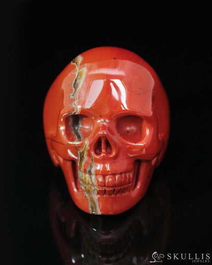 Gem Skull Ring of Red Jasper Carved Skull US size 9 - 9500197 Skull Rings