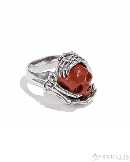 Gem Skull Ring Of Red Jasper Carved Skull In 925 Sterling Silver - 0506414 Skull Rings