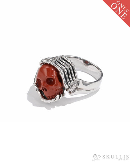 Gem Skull Ring Of Red Jasper Carved Skull In 925 Sterling Silver - 0506414 Skull Rings