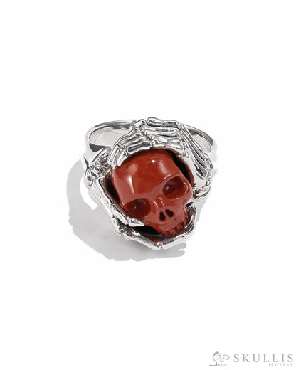 Gem Skull Ring Of Red Jasper Carved Skull In 925 Sterling Silver - 0506414 Skull Rings