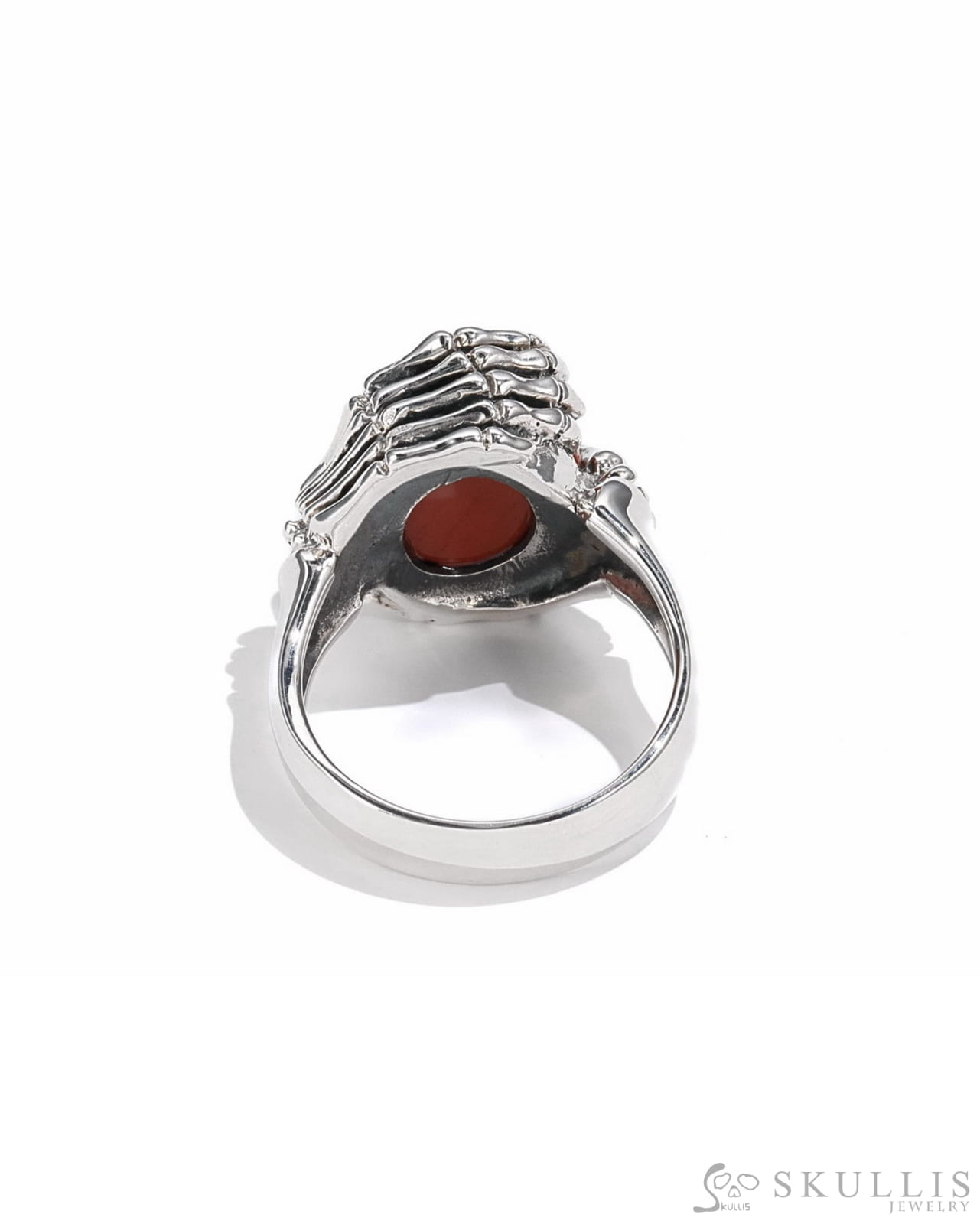 Gem Skull Ring Of Red Jasper Carved Skull In 925 Sterling Silver - 0506414 Skull Rings