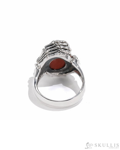 Gem Skull Ring Of Red Jasper Carved Skull In 925 Sterling Silver - 0506414 Skull Rings