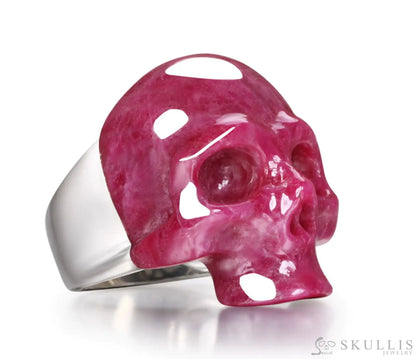 Gem Skull Ring Of Ruby Carved Skull In 925 Sterling Silver Skull Rings