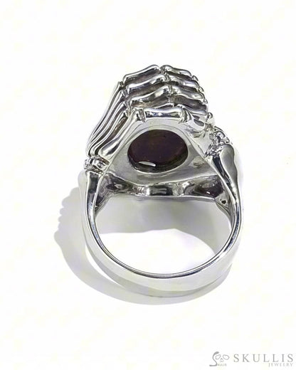 Gem Skull Ring Of Ruby Carved Skull In 925 Sterling Silver - 9500087（Us Size 6.5） Skull Rings