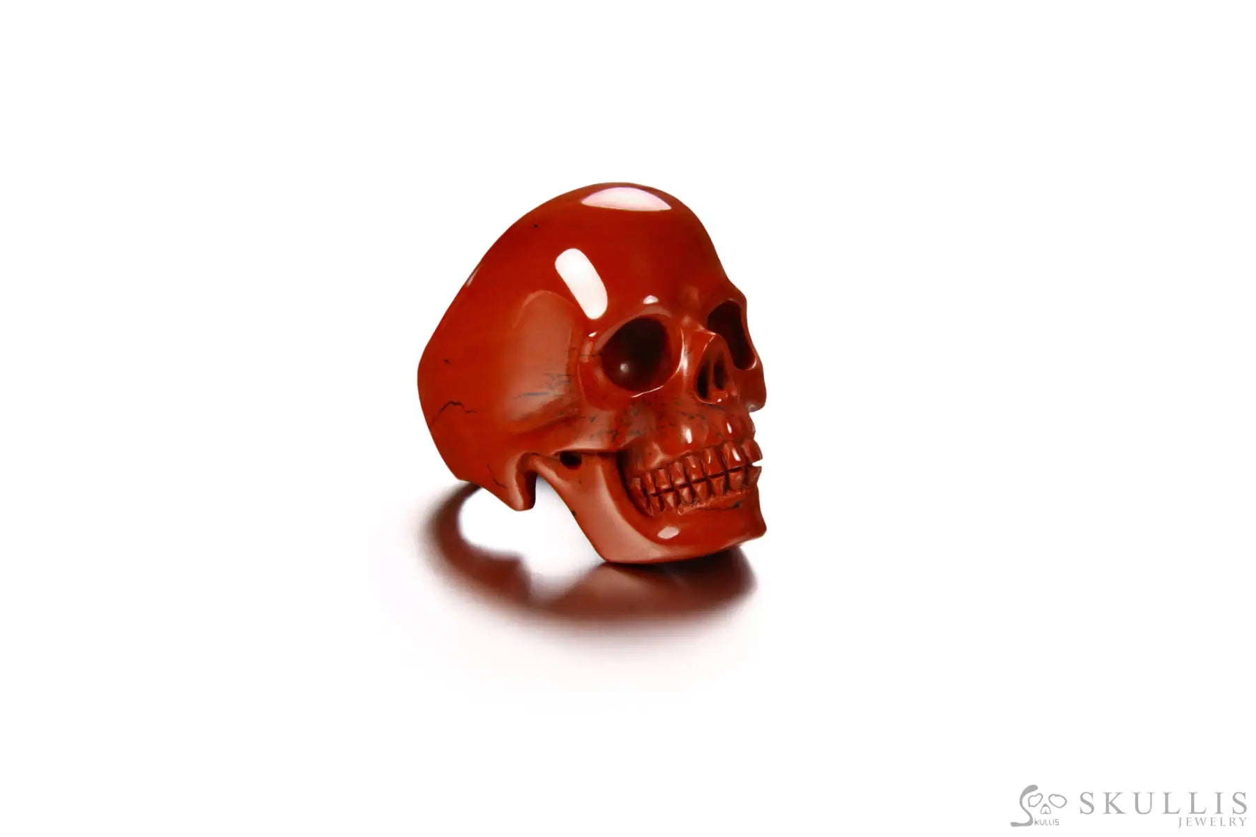 Gem Skull Ring Of Solid Red Jasper Carved Skull 5 Skull Rings