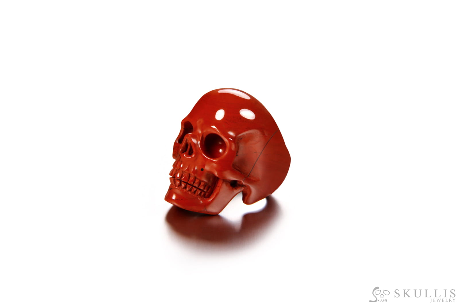 Gem Skull Ring of Solid Red Jasper Carved Skull Skull Rings