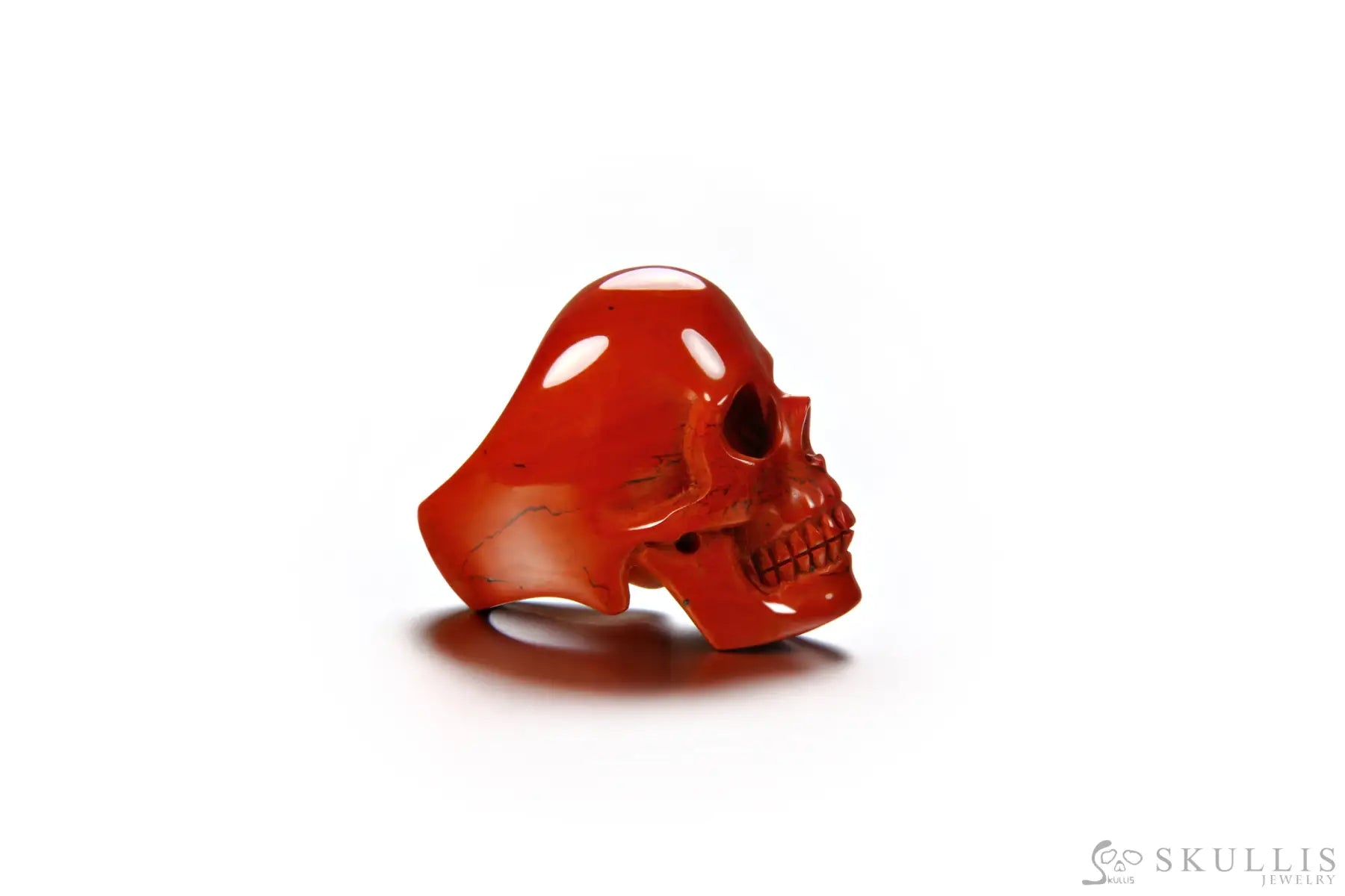 Gem Skull Ring Of Solid Red Jasper Carved Skull Skull Rings
