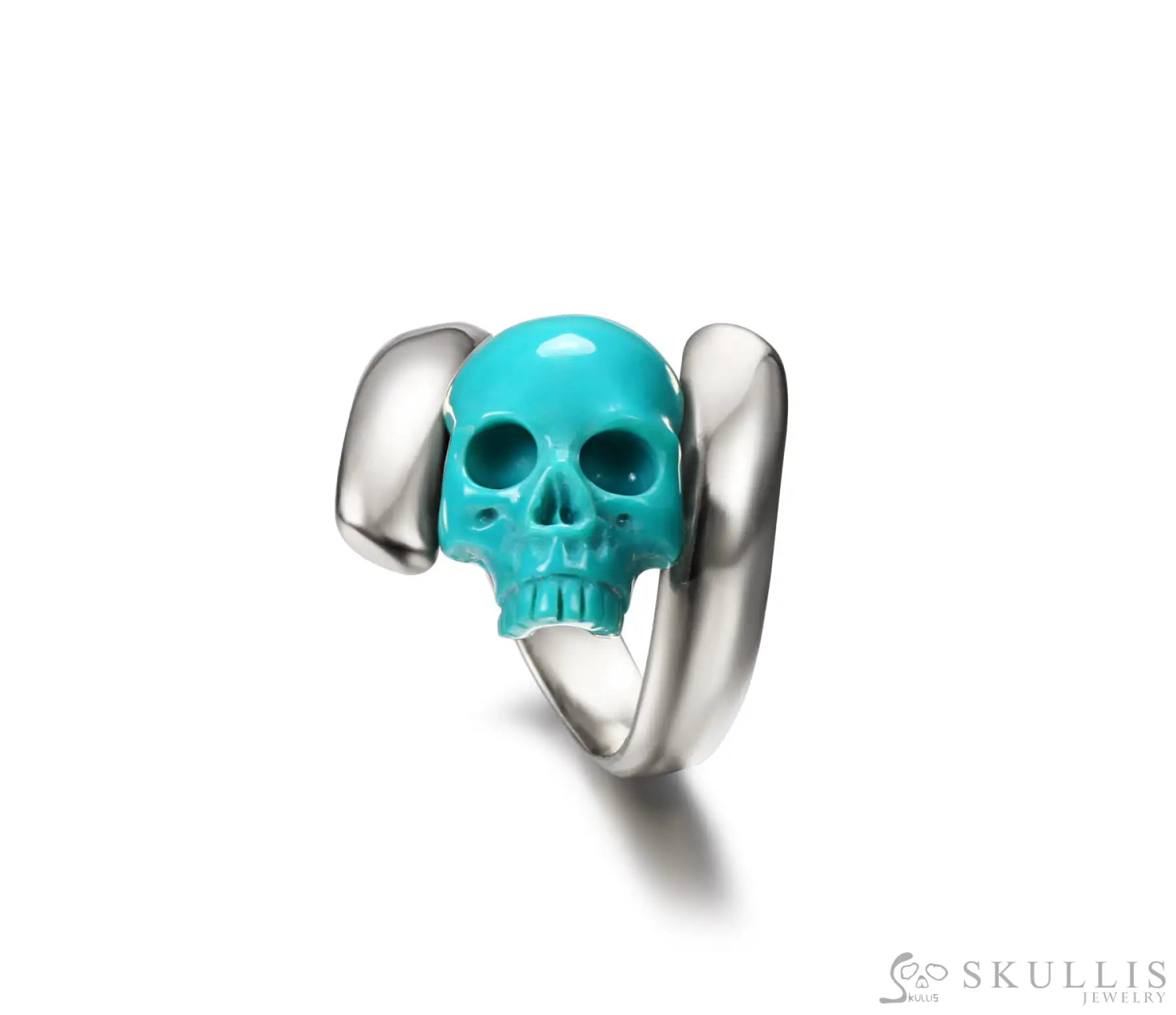 Gem Skull Ring Of Turquoise Carved Skull In 925 Sterling Silver 5 Skull Rings