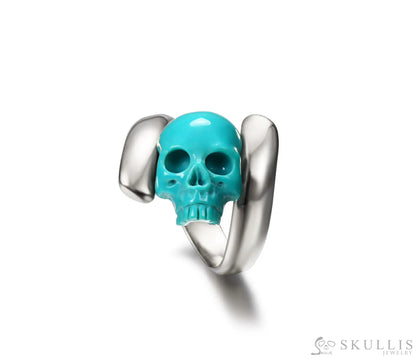 Gem Skull Ring Of Turquoise Carved Skull In 925 Sterling Silver 5 Skull Rings