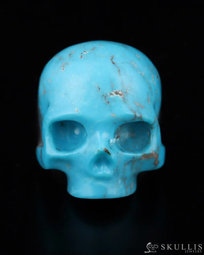 Gem Skull Ring Of Turquoise Carved Skull In 925 Sterling Silver Skull Rings