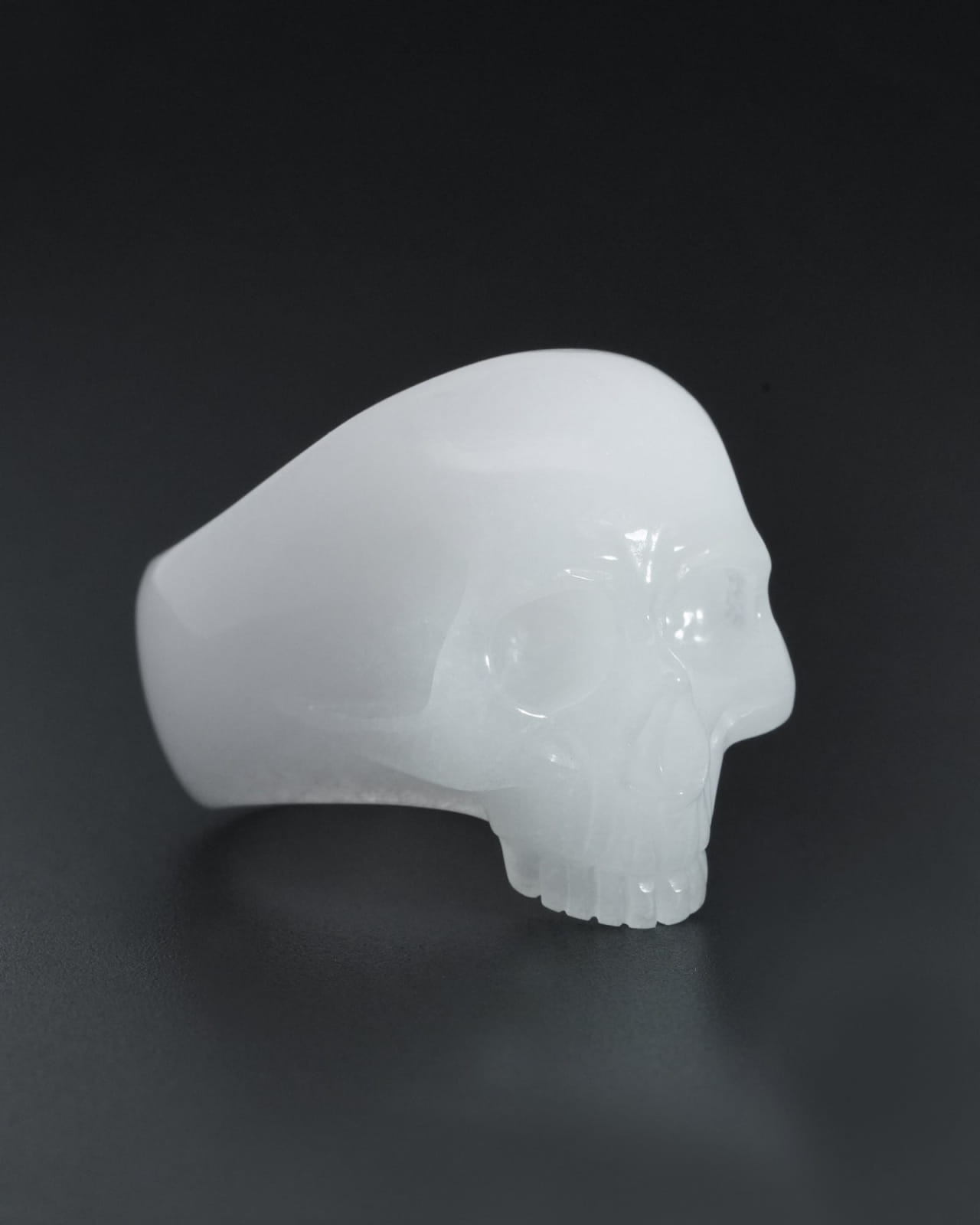 Gem Skull Ring Of White Jade Carved Totally Us Size 10 - 9800139 Rings