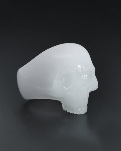 Gem Skull Ring Of White Jade Carved Totally Us Size 10 - 9800139 Rings