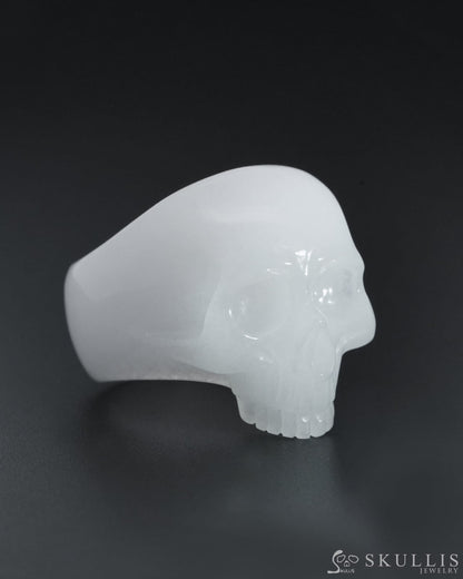 Gem Skull Ring Of White Jade Carved Totally Us Size 10 - 9800139 Rings