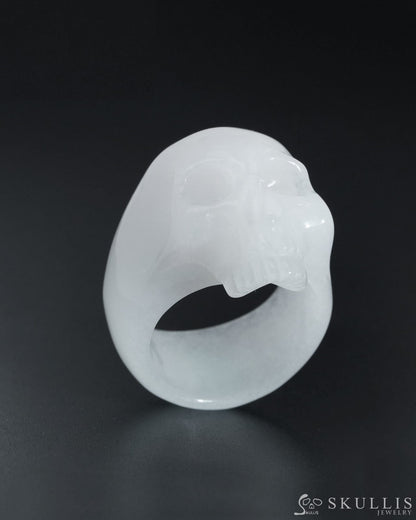 Gem Skull Ring Of White Jade Carved Totally Us Size 10 - 9800139 Rings