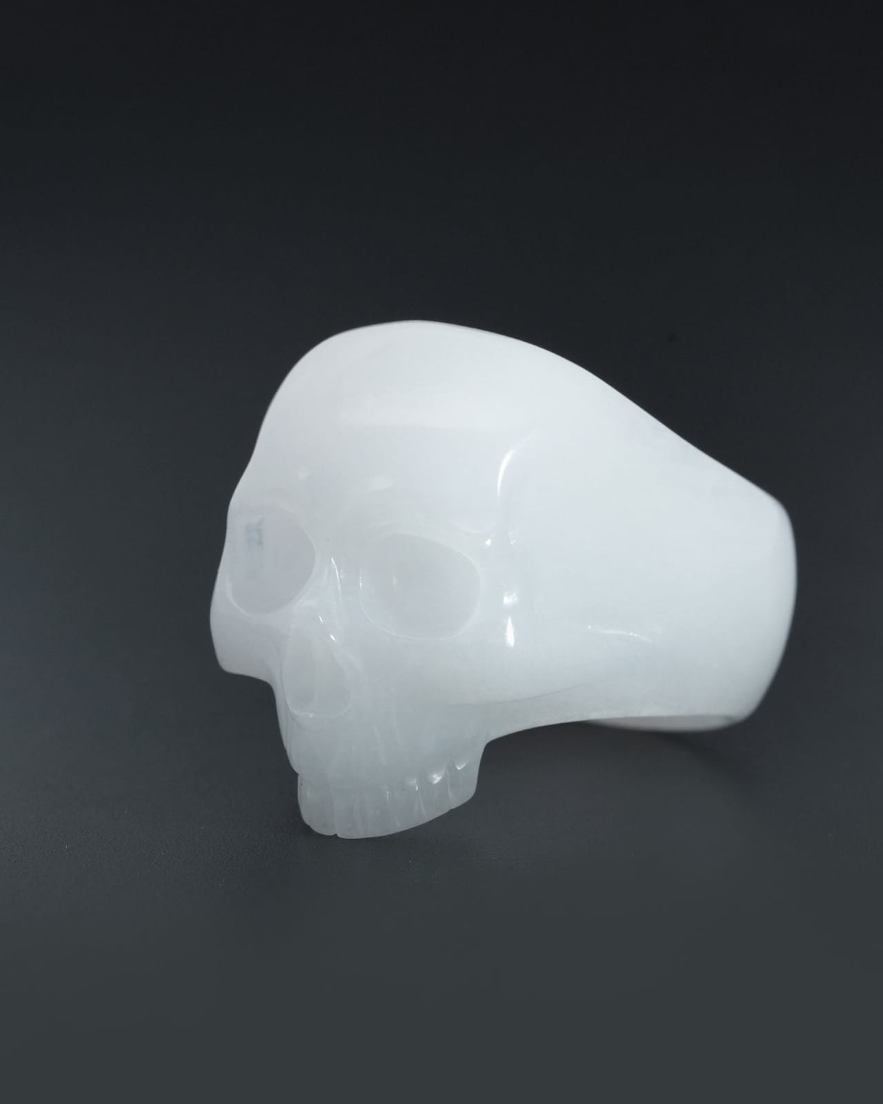 Gem Skull Ring Of White Jade Carved Totally Us Size 10 - 9800139 Rings