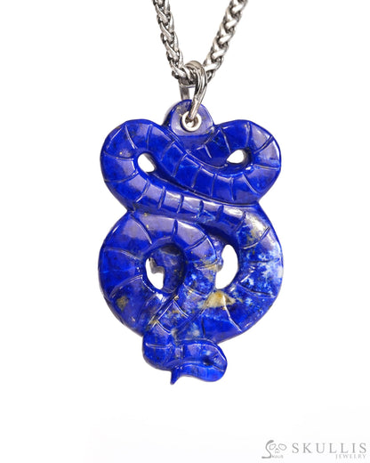Gem Snake Skull Pendant Necklace of Lapis Lazuli Crystal Snake Pendant - T9900165 Skull Pendants