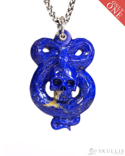 Gem Snake Skull Pendant Necklace of Lapis Lazuli Crystal Snake Pendant - T9900165 Skull Pendants