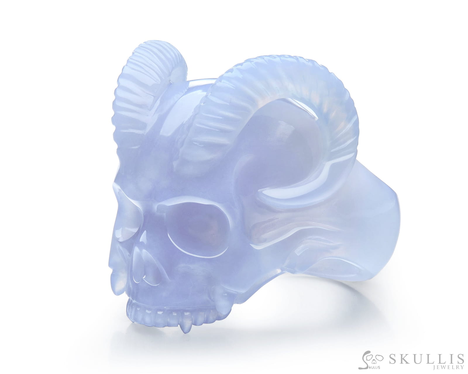 Gem Skull Ring Of Blue Chalcedony Carved Skull Skull Rings